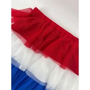 Wonder Nation Kids Girls XL 14/16 Red White Blue Tulle Tiered Skirt Patriotic
